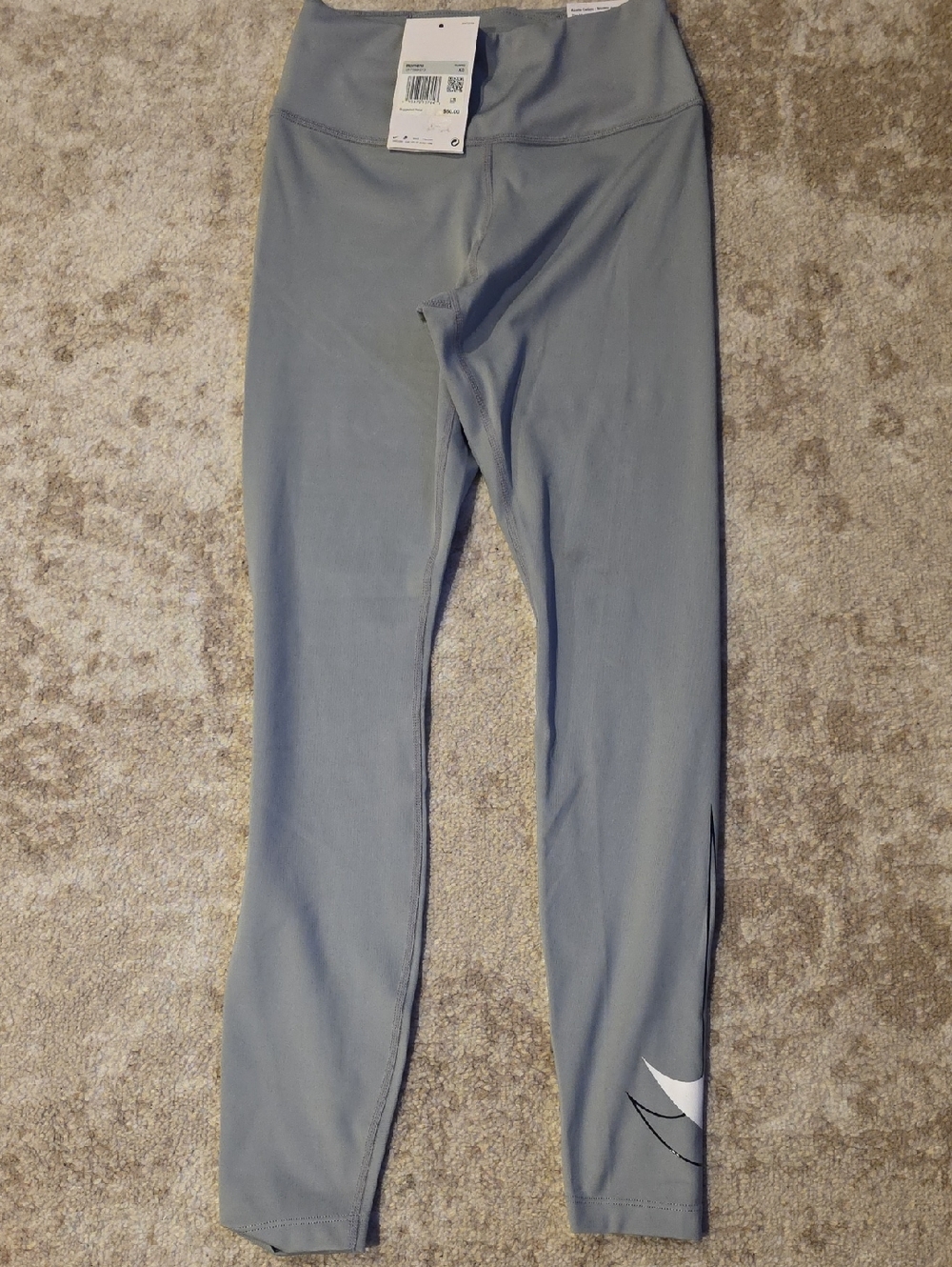 Nike Gray Womens Leggings with White Logo